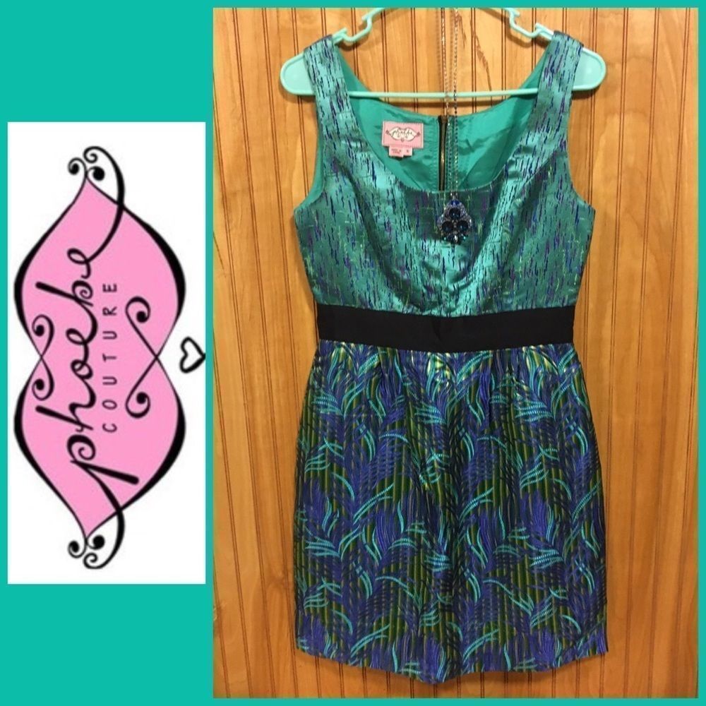 Phoebe Couture by Kay Unger Peacock Dress Sz 6